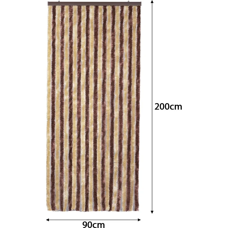 Moritz Flauschvorhang aus Chenille 90 x 200 cm braun beige Streifen Türvorhang als Fliegenschutz Insektenschutz für Camping Wohnwagen – Bild 3