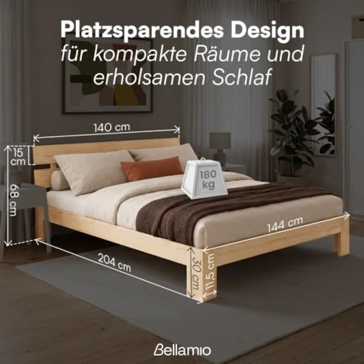 Bellamio 'Kavir' Bett, natur, 140x200 cm – Bild 2