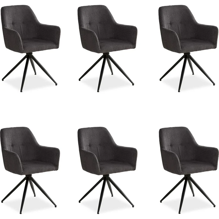 6 Stühle Esszimmer Küchenstühle Cord Grau Esszimmerstühle Drehbar Esszimmerstuhl mit Armlehne Dreh Sessel Modern Polsterstuhl – Bild 1