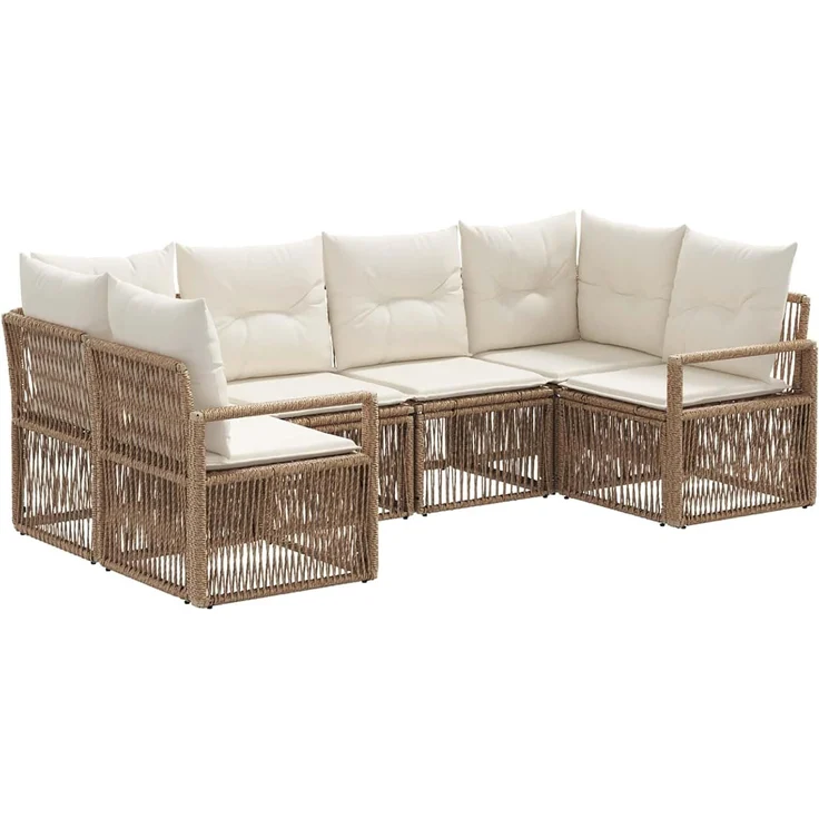 vidaXL Gartensofa-set 6 stk. 6-Sitzer Beige Poly-Rattan 3435810 – Bild 1