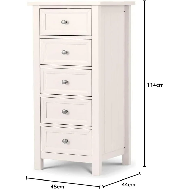 Julian Bowen Maine – Hohe Kommode mit 5 Schubladen, Surfweiß – Bild 3