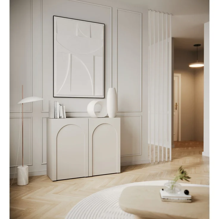 Selsey 'Arkadia' Sideboard mit 2 Türen und Bogenausschnitt, Kaschmirgrau, 100 cm – Bild 3