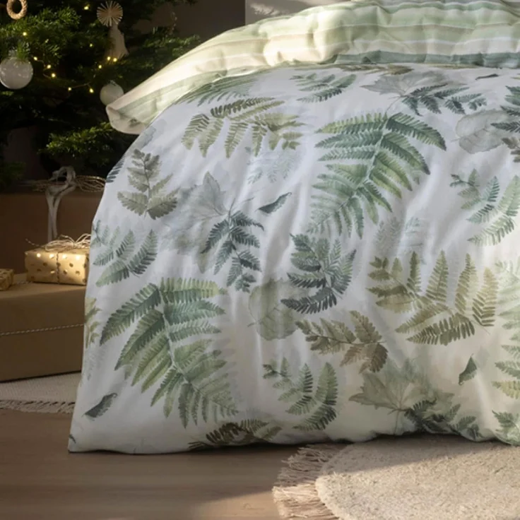 Estella Kuschel Flanell Bettwäsche 135x200 Fern Leaves Blätter Wende grün 4469-530 – Bild 7