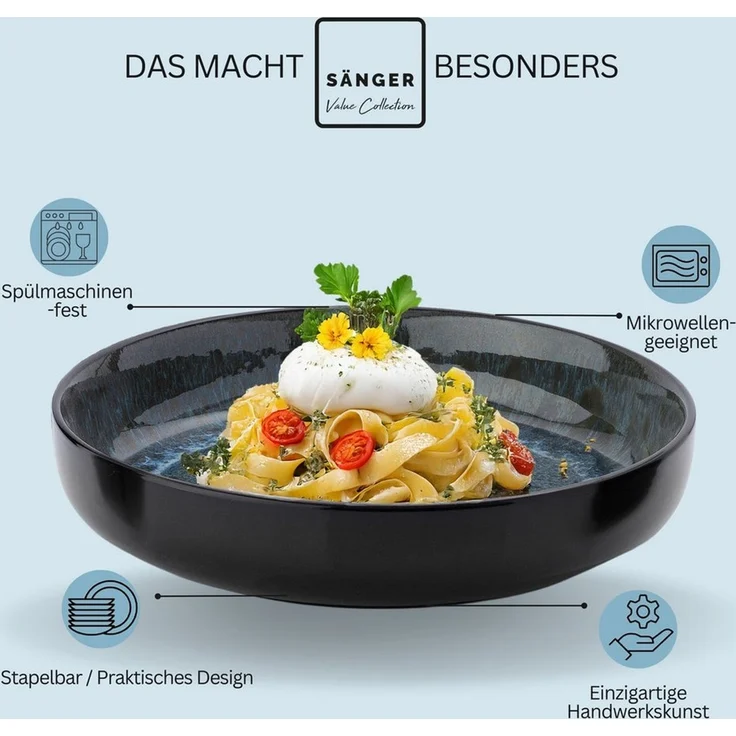 SÄNGER Pastaschalen Set Manila - 6 teilig aus Steingut – Bild 3