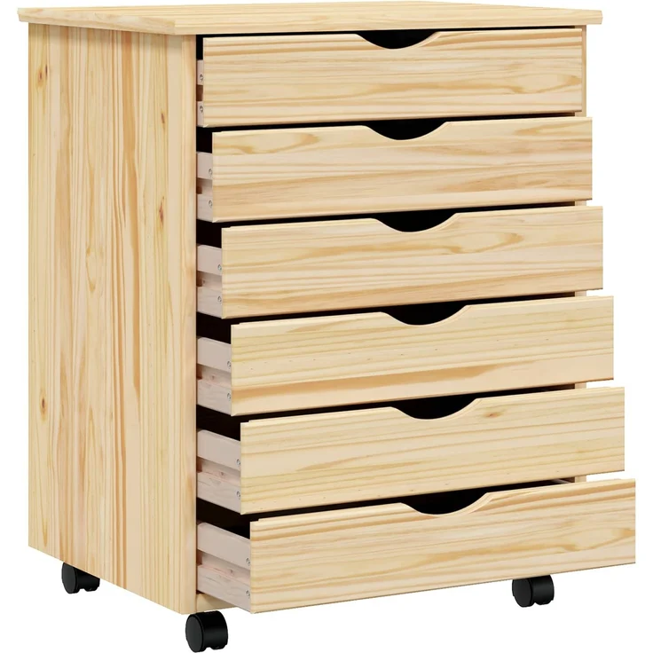 vidaXL Rollcontainer mit Schubladen MOSS 53 x 39 x 65,5 cm Klarlack 42032401 – Bild 4