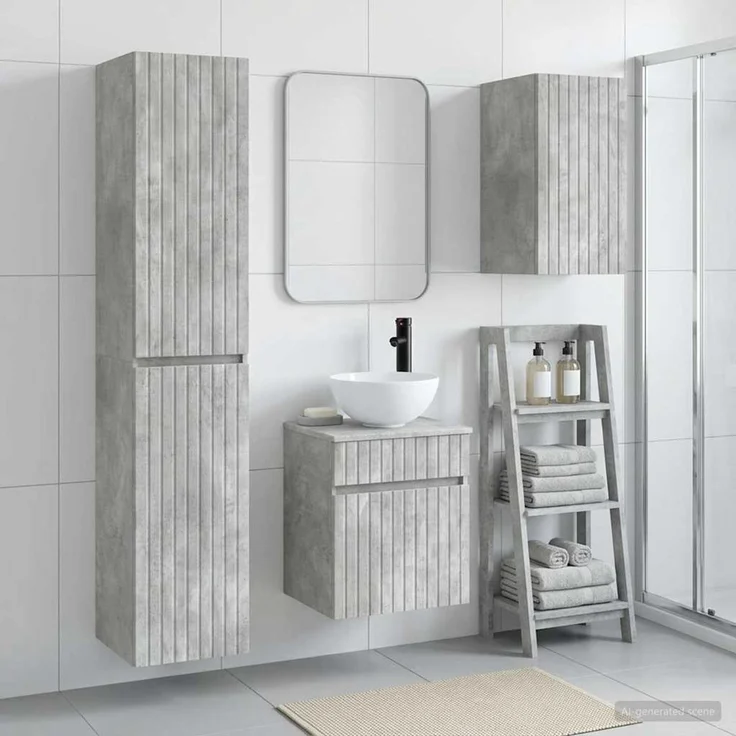 vidaXL Badezimmerschrank-Set 3 stk. Betongrau 33 x 34,5 x 160 cm 3406086 – Bild 1