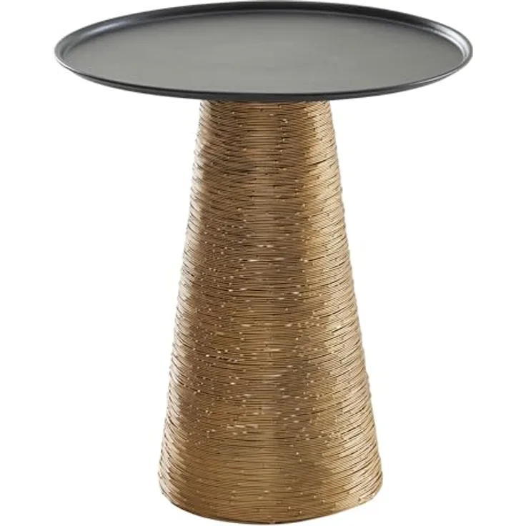 Beistelltisch Gold Schwarz 40x40x45 cm Anstelltisch Aluminium | Kleiner Sofatisch Metall Rund | Wohnzimmertisch Couch Modern | Couchtisch Hoch