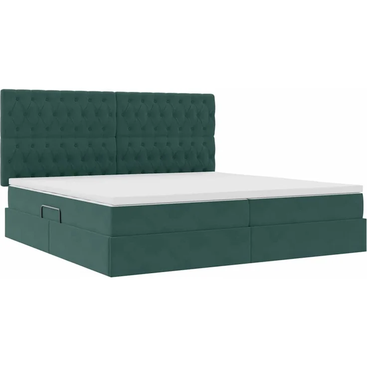 vidaXL Aufbewahrungsbett mit Matratze Dunkelgrün 200 x 200 cm Samt 3372114 – Bild 5