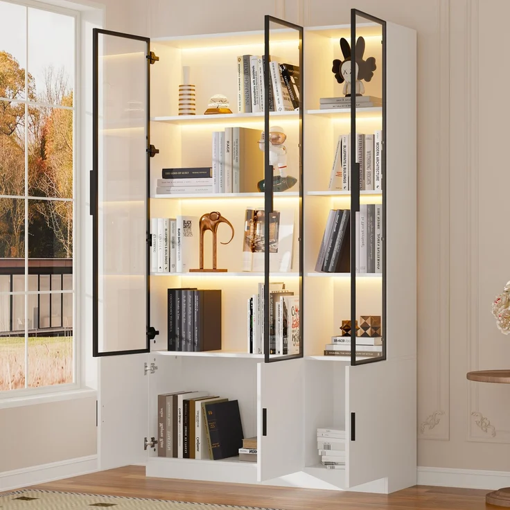 ZUBALIYA Schrank mit LED-Beleuchtung in Weiß, ideale Lösung für kleine Räume, robuste Verarbeitung, langlebige Materialien, einfache Selbstmontage, mit verständlicher Aufbauanleitung, si. (Modell 3) – Bild 8
