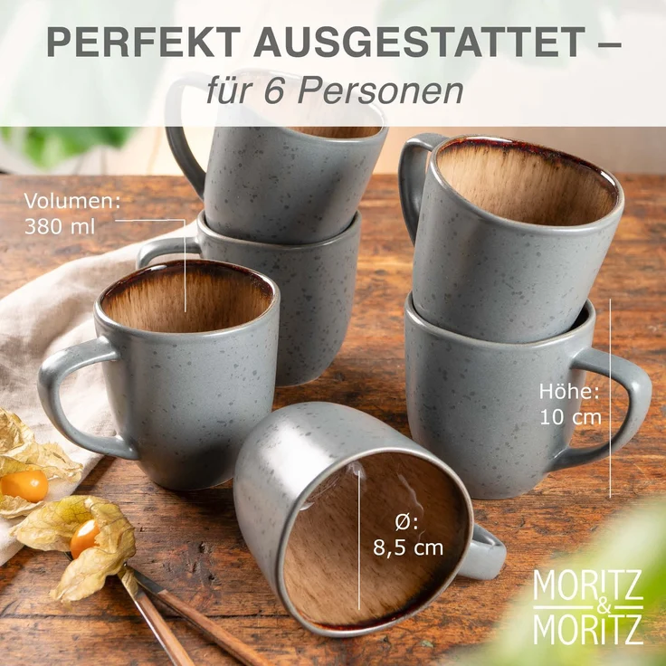 Moritz & Moritz ORGANIC 6tlg. reaktiv amber Tassen Set – Bild 2