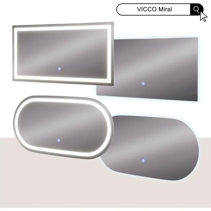 Badezimmerspiegel Miral Glas 100 x 50 cm mit Frontlight Beleuchtung Vicco – Bild 8
