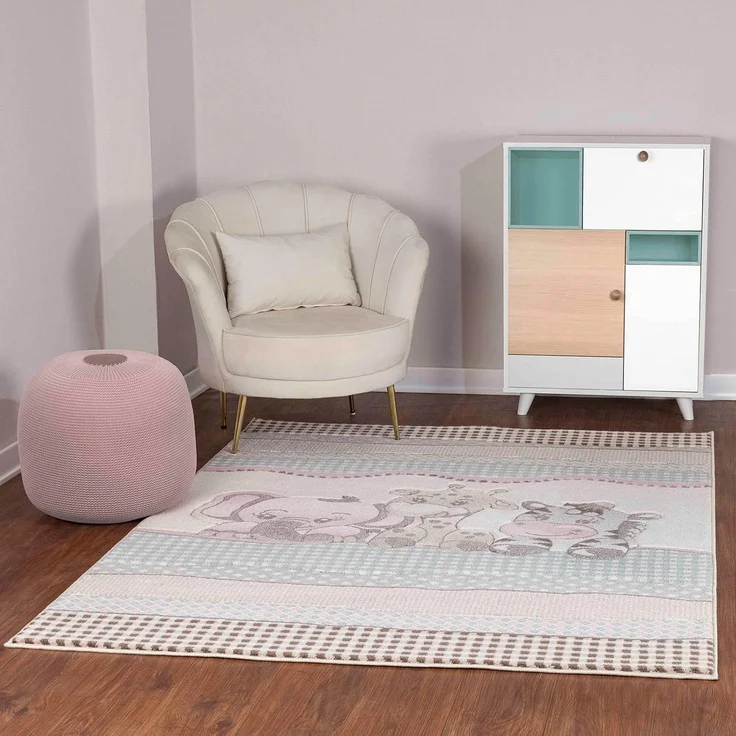 Surya Dschungel Kinderteppich - Safari-Teppich, Teppich Kinderzimmer oder Babyzimmer, Kinderzimmerteppich, Krabbelteppich oder Spielteppich - Baby Teppich für Junge & Mädchen, Beige 160x220 cm – Bild 1
