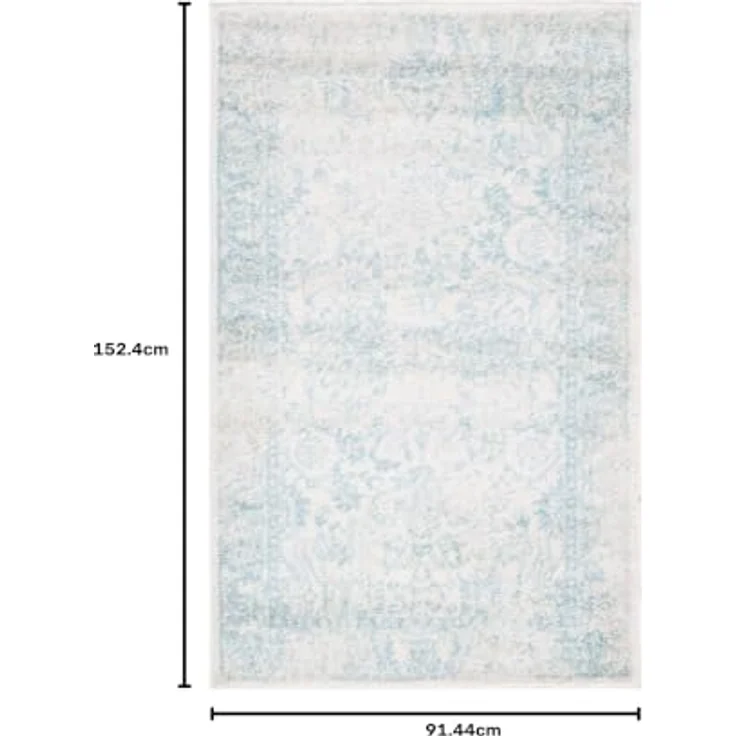 Safavieh Akzent-Teppich 91x152 cm - Adirondack Collection - Transitional Design, Elfenbein & Hellblau, Pflegeleichte Synthetikmischung, Ideal für Wohnzimmer, Schlafzimmer, Büro – Bild 2