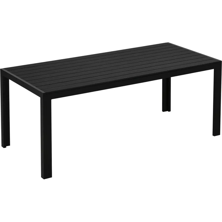 Gartentisch 190 x 84,5 x 72 cm aus Aluminium und Holz-Kunststoff-Verbundstoff – wetterfest in Schwarz