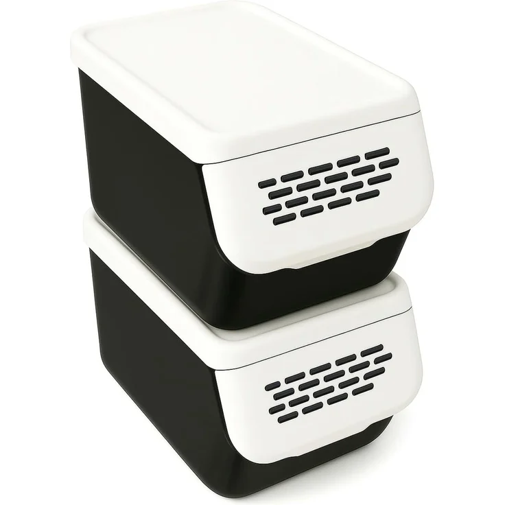 hrb Auffangbehälter Aufbewahrungsbox mit Deckel - Kartoffelbox - Aufbewahrungsbox, (2-tlg) – Bild 1