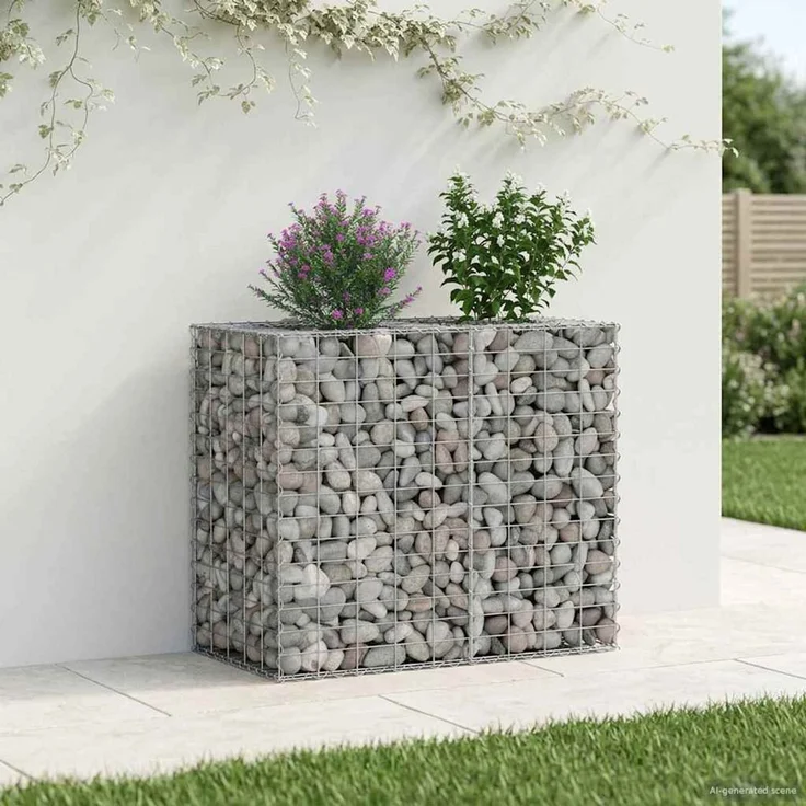 vidaXL Gabionen-Hochbeet 90 x 50 x 80 cm Verzinkter Stahl Silber 42033327 – Bild 1