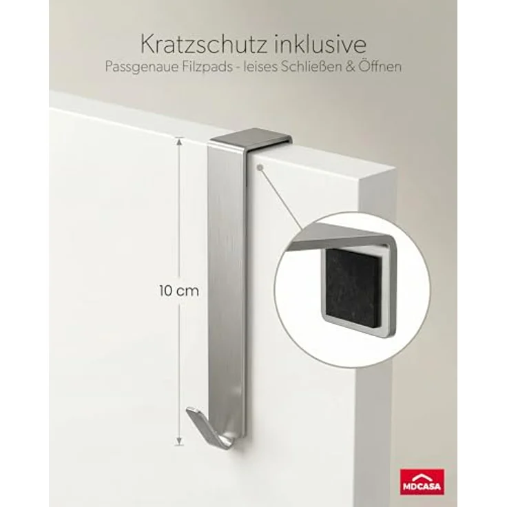 MDCASA Türhaken Türhaken bis 1,5 cm Türfalz, Innentüren mit Falz, Zimmertüren, (Set, 4 Stück), speziell für die Tür Außenseite – Bild 4