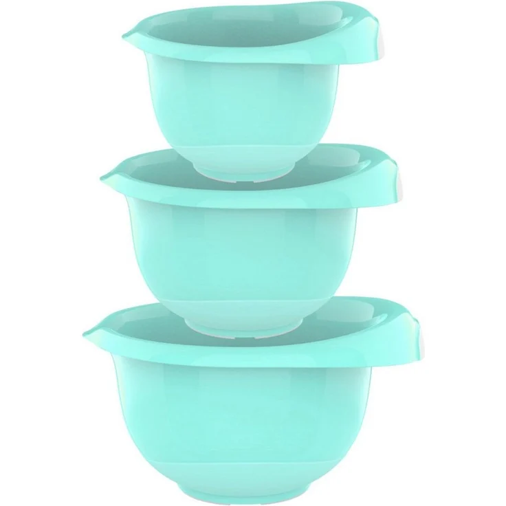 Engelland Rührschüssel 3er Set Backschüsseln mit Griff, Salatschüsseln, Kunststoff, (Vorteils-Set, 3-tlg), robust, BPA-frei, stapelbar, rutschfeste Silikonfüße, Einhandausguss – Bild 5