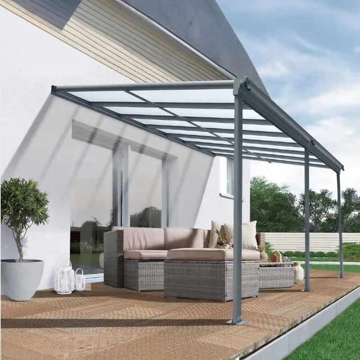 osoltus Alu Terrassenüberdachung Terrassendach Veranda Grau 435 x 300 cm