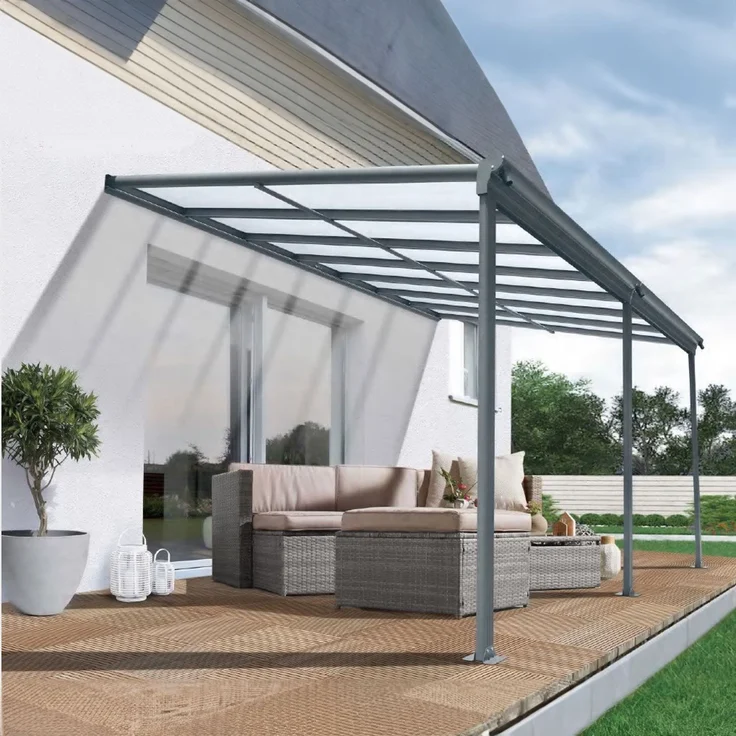 osoltus Alu Terrassenüberdachung Terrassendach Veranda Grau 435 x 300 cm – Bild 1