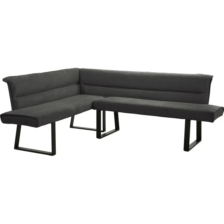 OTTO home Eckbankgruppe (Set, 4-tlg. Tisch, Bank und 2 Stühle), Taschenfederkern, Tisch (140x90cm) schwarz, Bank und Stühle anthrazit oder beige – Bild 2