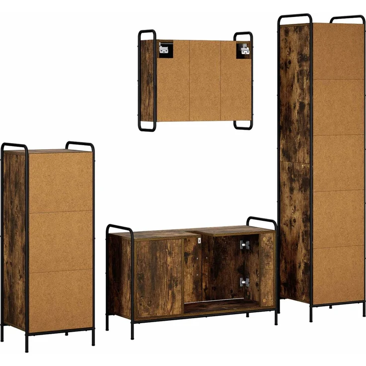 vidaXL Badezimmerschrank-Set 4 stk. Räuchereiche 40 x 36 x 181 cm 3444623 – Bild 8
