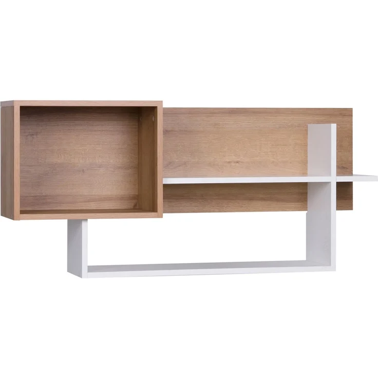 Marmex Möbel Grant Set-T Jugendzimmer Komplett-Set 5-teilig mit Kleiderschrank, Kommode, Schreibtisch, geschlossenes Regal, Wandregal, Kinderzimmermöbel mit Schreibtisch, laminierte Spanplatte, Kleiderstange, weiß+riviera Eiche, 449x195x55 cm – Bild 4