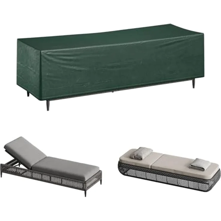 WOLTU Schutzhülle Gartenliege Sonnenliege, 218 x 77 x 55 cm, Abdeckung für Gartenmöbel, Abdeckhaube aus PE, Plane UV-Beständig wasserabweisend Winterfest reißfest, Grün – Bild 2