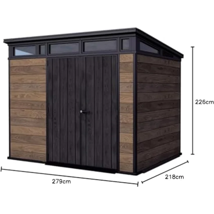 Keter Kunststoff Gerätehaus Signature Walnuss 9x7 inkl. Fußboden 279 x 218 cm braun Holzoptik – Bild 10