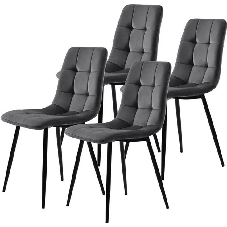 FUROKOY Esszimmerstuhl 4er Set Esszimmerstuhl Küchenstuhl Polsterstuhl (4 St), Design Stuhl mit Rückenlehne,mit Sitzfläche Samt,Gestell aus Metall – Bild 4