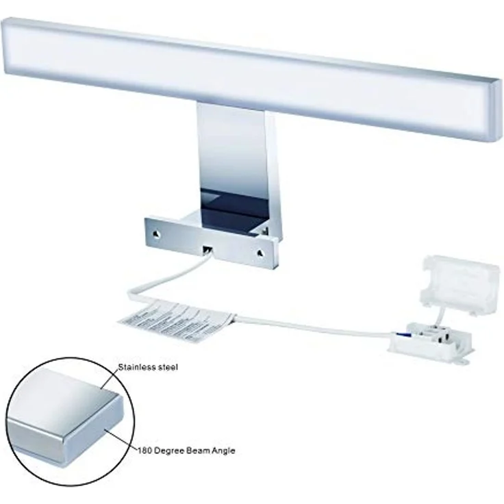 Aourow LED Spiegelleuchte Bad Spiegel Lampe 10W 820lm 40cm Neutralweiß 4000K,3 in 1 Spiegellampe Badezimmer/Badleuchte/IP44 230V,Nickel Chromstahl LED Schrankleuchte – Bild 4
