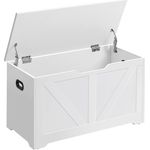 VASAGLE Schuhbank, Sitzbank mit Stauraum, Sitztruhe, 2 Sicherheitsscharniere, Aufbewahrungsschrank, Landhausstil, 40 x 80 x 46 cm, für Flur, Schlafzimmer, Wohnzimmer, wolkenweiß LSB062T14