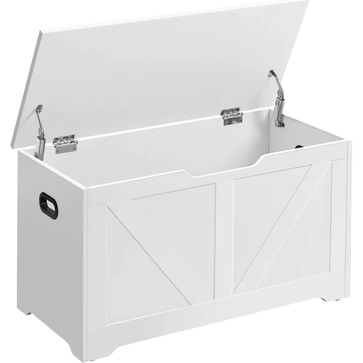VASAGLE Schuhbank, Sitzbank mit Stauraum, Sitztruhe, 2 Sicherheitsscharniere, Aufbewahrungsschrank, Landhausstil, 40 x 80 x 46 cm, für Flur, Schlafzimmer, Wohnzimmer, wolkenweiß LSB062T14