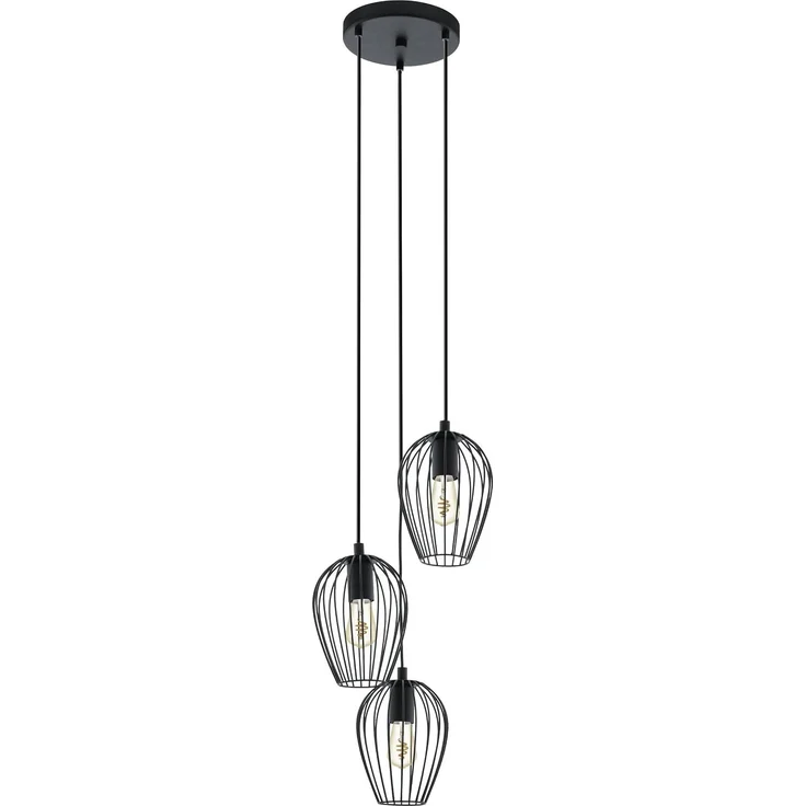 Eglo 49479 Hängeleuchte Newtown Stahl schwarz E27 3X40W H:110 Ø 38cm dimmbar