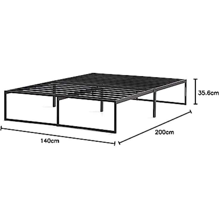 Linenspa Moderner Bettrahmen – Metallbett mit Lattenrost aus Stahl – 30 cm Stauraum unter Bestgestell – Schnelle Montage – Bett 140x200 cm, Schwarz – Bild 3
