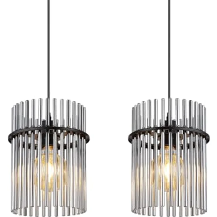 Globo Gorley Pendelleuchte, moderne Hängeleuchte mit 4 E27 Fassungen, Rauch und Schwarz matt, 60 W, L x B x H: 110 x 20 x 140 cm – Bild 9