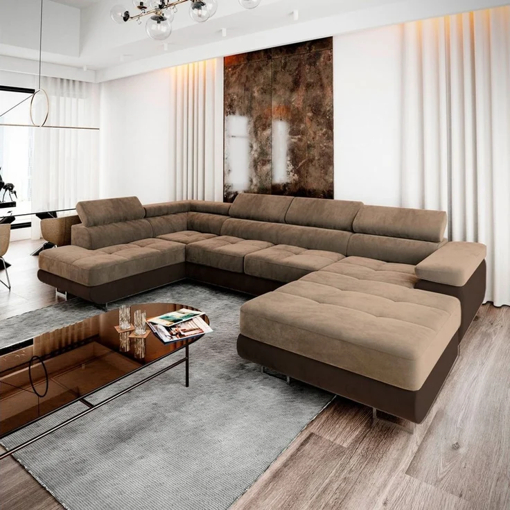 Masseno Ecksofa CASONE mit Schlaffunktion U-Form, Sofa mit Bettkasten – Bild 5