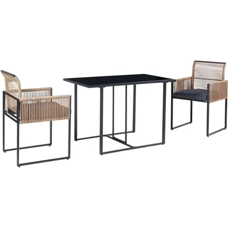 Gartenmöbelset Accadia 3-tlg. Schwarz/Braun [casa. pro] – Bild 2