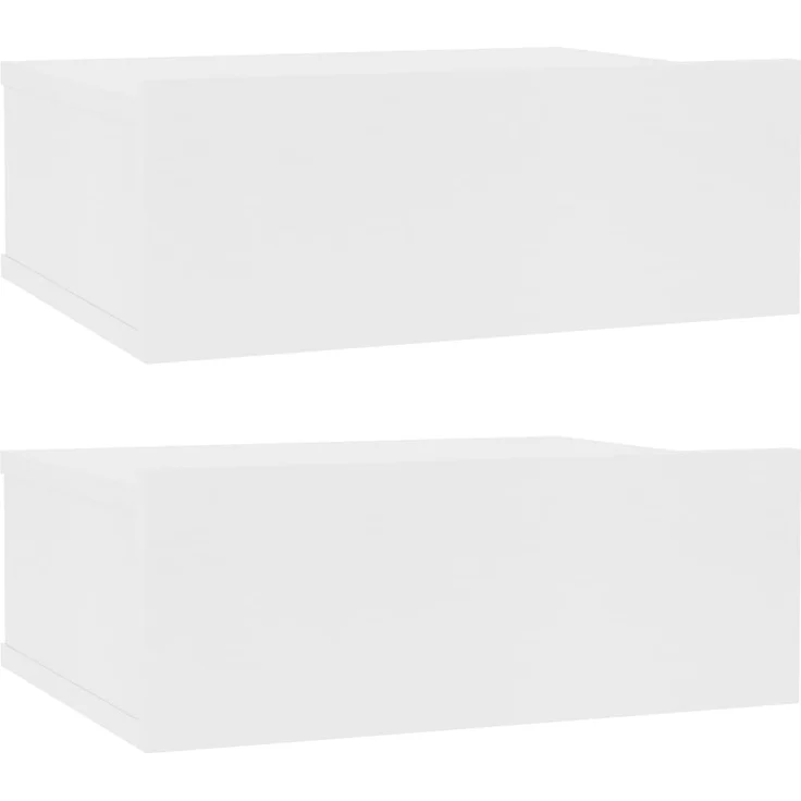 vidaXL 2er-Set hängende Nachttische, Spanplatte weiß, 40 x 30 x 15 cm – Bild 1