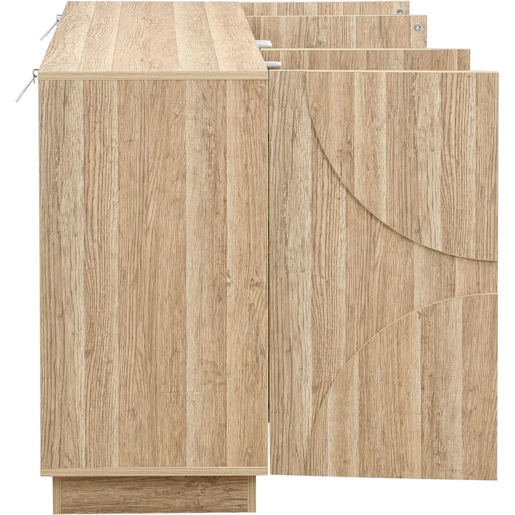 Merax Sideboard Kommode mit Regalen, Sideboard mit Rebounder, natürliche Holzmaserung – Bild 7