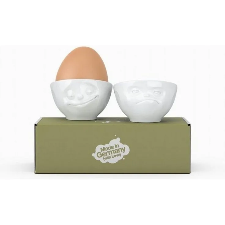 Schmunzel Eierbecher-Sets -glücklich Hmpff- in weiß
