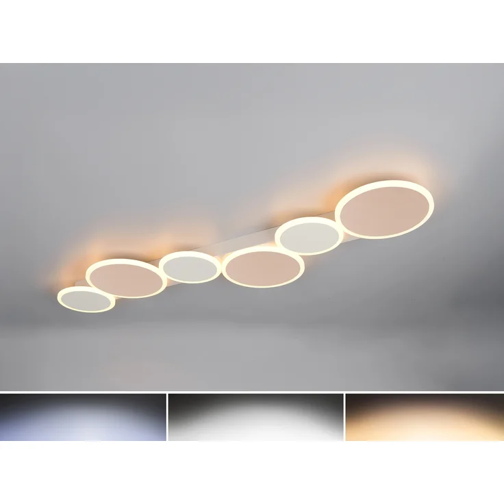 LED Deckenleuchte OVELA Grau Braun mit Fernbedienung & 3 Lichtfarben, B:100cm – Bild 2