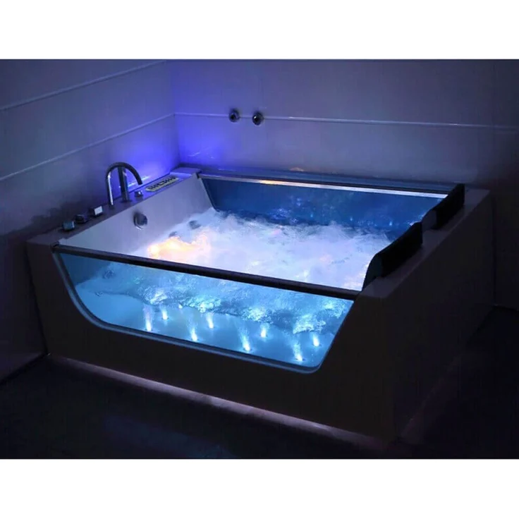 XXL Luxus LED Whirlpool Badewanne + Lichttherapie 180x120 +Heizung +Ozon – Bild 9