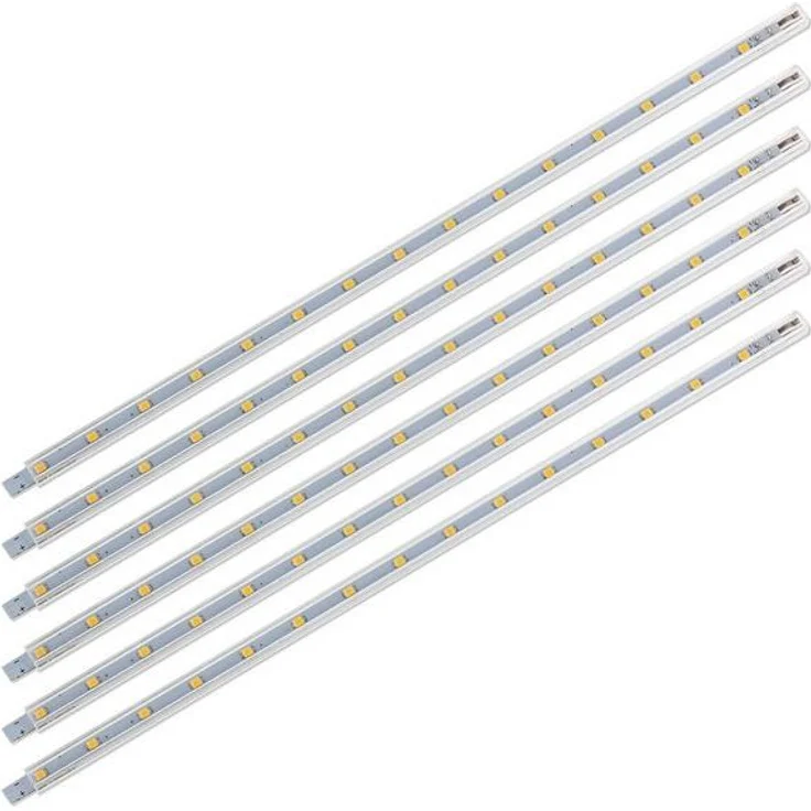 SEBSON Aufbauleuchte LED Lichtleiste 30cm 12V warmweiß 6-tlg, mit Stecker und Schalter – Bild 4