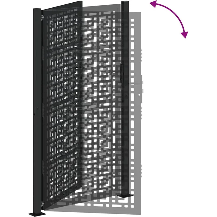 vidaXL Gartentor Schwarz 100x175 cm Stahl Kreuz-Design 4101002 – Bild 7