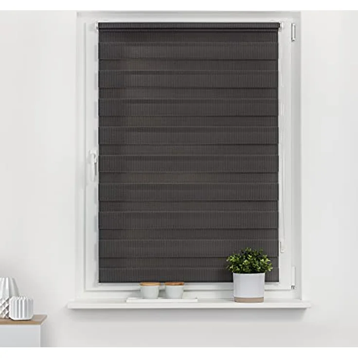 Lichtblick Sonnenschutzsysteme GmbH Doppelrollo Kopenhagen 60 cm x 220 cm (BxL) Anthrazit modernes Duo Rollo; Klemm- und schraubbar; Lichtdurchlässig und blickdicht – Bild 4