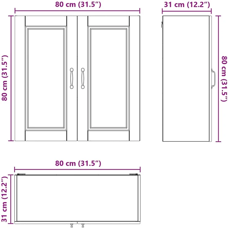 vidaXL Wandschrank PORTO Braun Eichen-Optik 80 x 31 x 80 cm 885412 – Bild 12
