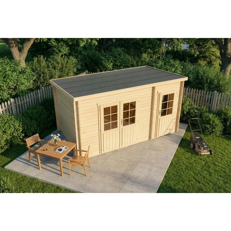 Alpholz Holz Gartenhaus Maria mit Anbau | Natur | 450x279x229 cm – Bild 4