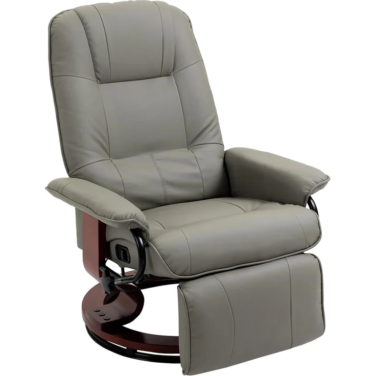 HOMCOM Relaxsessel Drehbar Fernsehsessel mit Liegefunktion, TV Sessel mit Holzbeine (Liegesessel, 1-St, Fernsehsessel), für Wohnzimmer, Büro, Grau – Bild 1