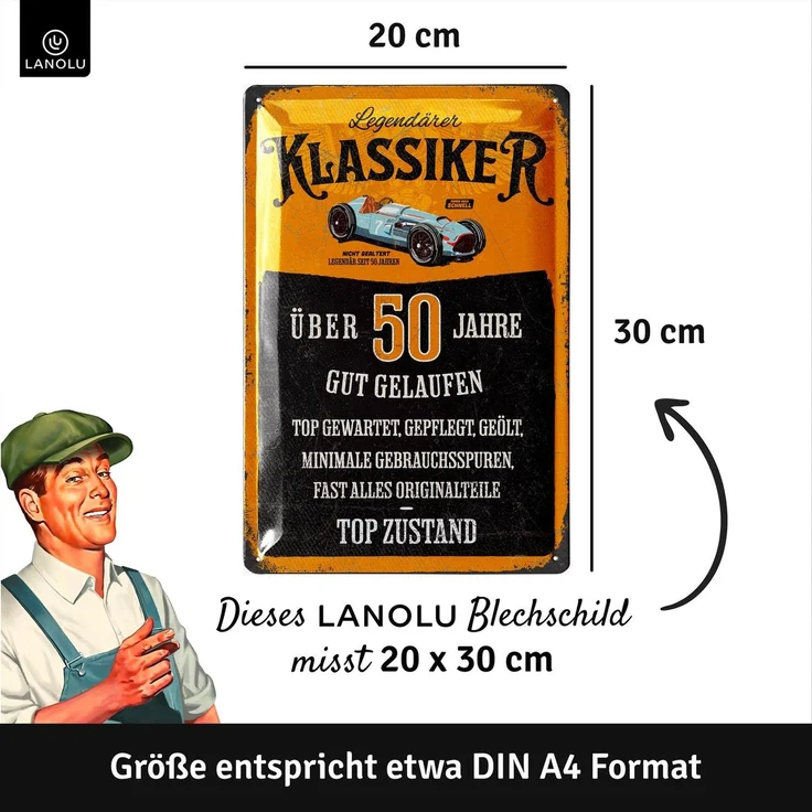 LANOLU Blechschild Geburtstag Klassiker 50 Jahre - 20x30cm – Metall – Mehrfarbig – 20218 – Bild 4